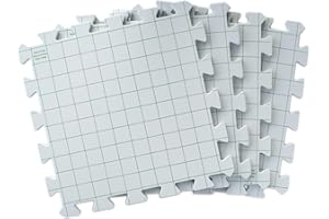 Boye Interlocking Needlepoint, Knitting, and Crochet Blocking Boards, 12'' W x 12'' L, White, 4 Pc