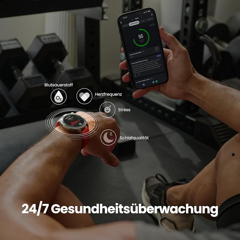 Balance 2 Smartwatch 47mm 1.5'' AMOLED Sapphire Glass, Offline-Karten, Dualband-GPS, 21 Tage Akkulaufzeit, 180+ Sportmodi, HYROX & Golfmodus, Herzfrequenz & Schlaftracking für Android & iPhone