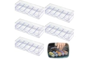 Wzenclave Clear Acrylic Poker Chip Rack with/Without Lid, Casino Poker Chip Tray Rack for Texas Hold'em, Blackjack, 100 Chips