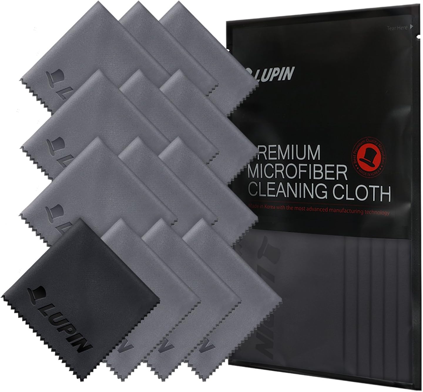 Lupin Microfiber Cleaning Cloths, 13 Pack Premium Ultra Lint Polishing