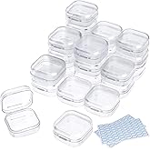 DUOFIRE 24 Pack Bead Organizer Box Bead Storage Container Clear Plastic Small Storage Containers with Lids for Indigenous Bea