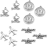 BOSATE 12pcs Charms Collection US Military Pendant Air Force Mom/Logo/I love my soldier/Airplane Charms for Jewelry DIY Making (Air Force Mom Charms1)