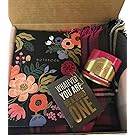 Blush Gift Box w/Scarf, Candle, Notebook & Planner Accessory for Friend, Mother, Daughter, Aunt, Grandma or Any Woman! Birthdays, Christmas, Mother's Day or Any Occasion (Grey/Magenta)