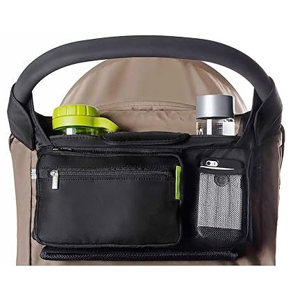 Ethan & Emma Universal Baby Stroller Organizer with Insulated Cup Holders for Smart Moms. Diaper Storage, Secure Straps, Detachable Bag, Pockets for Phone, Keys, Toys. Compact Design Fit All Strol...