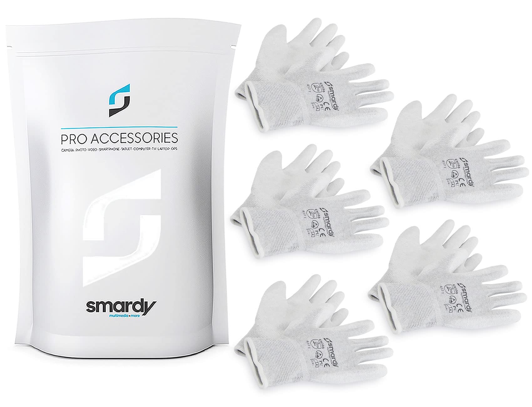 smardy 5 Pairs antistatic ESD gloves | touchscreen functionality size 8 (M) for comfortable work and repairs to sensitive devices or eletronics