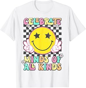 Celebrate Minds of All Kinds Retro Neurodiversity Autism T-Shirt
