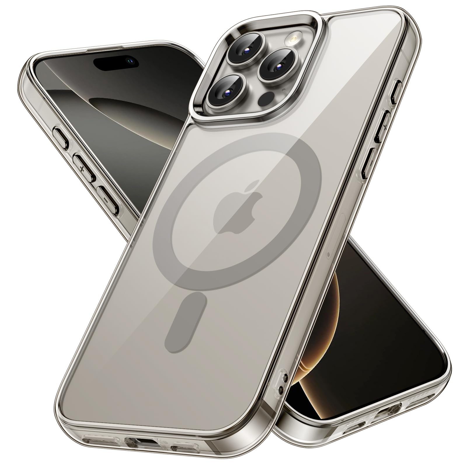 Photo 1 of JETech Magnetic Case for iPhone 16 Pro 6.3-Inch Compatible with MagSafe, Shockproof Phone Bumper Cover, Anti-Scratch Clear Back (Natural Titanium)