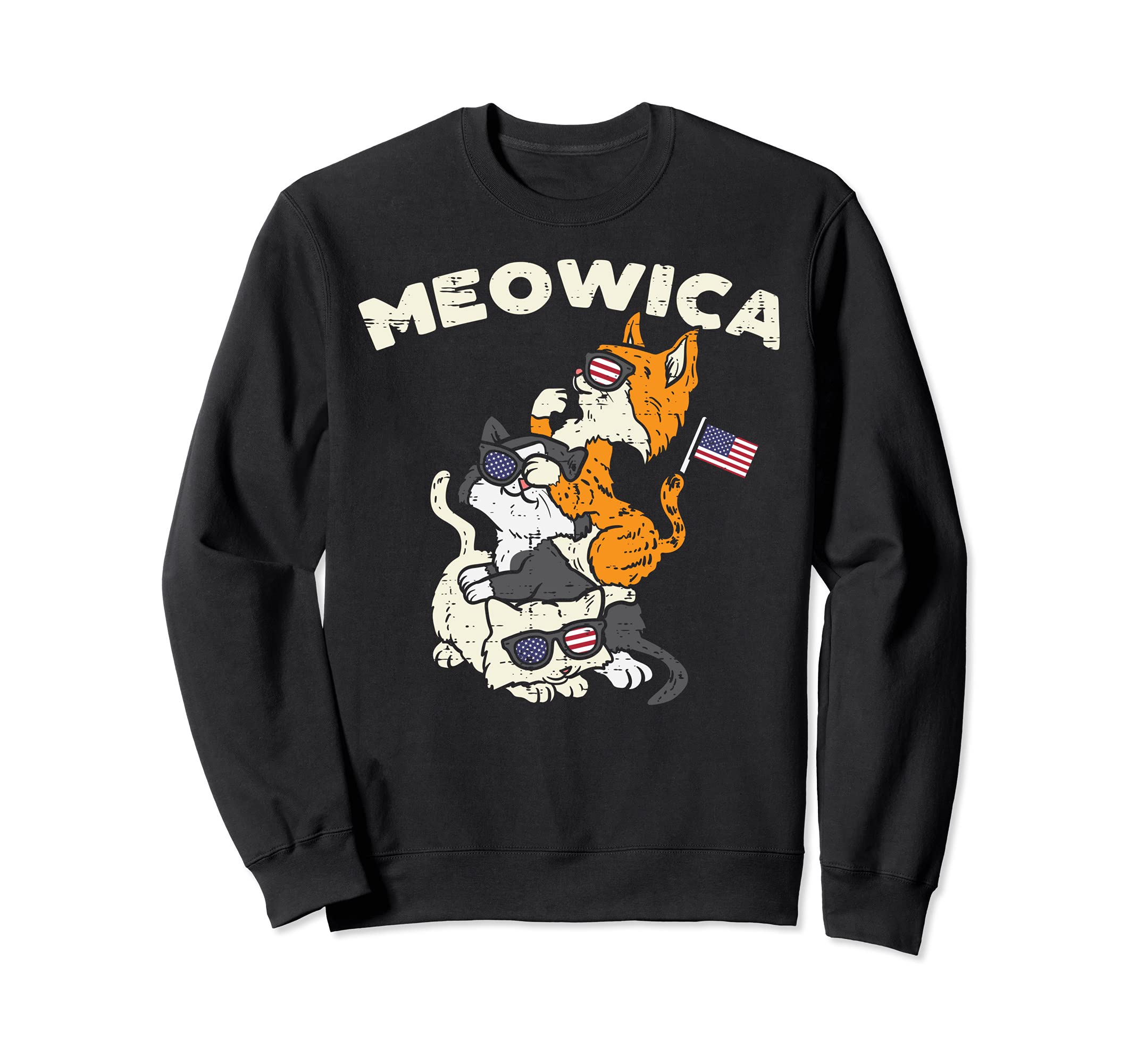 Meowica Kitten Cats American Flag USA Pet 4th Of July Fourth Sweatshirt
