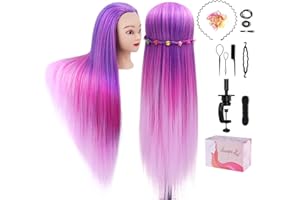 Mannequin Head with Hair, Beauty Star Doll Head for Styling, 29" Long Syntheic Hair Cosmetology Hairdressing Training Practice Manikin Head with Clamp Stand and Braiding Kit for Girls