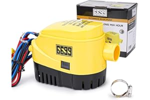 6699 Automatic Boat Bilge Water Pump 12v 1500GPH Auto with Float Switch Submersible Boat Bilge Pump for Boat Yacht Recreational Vehicle BGP 1500