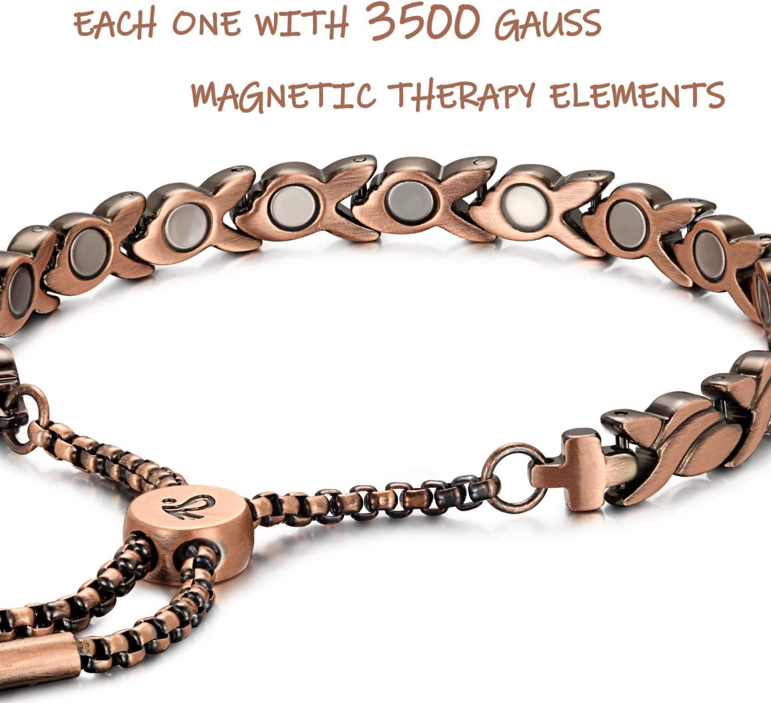 RainSo Women Pure Copper Magnetic Therapy Health Care Bracelets Pain Relief for Arthritis Adjustable Design with Display Box (Petal Style): Health & Personal Care