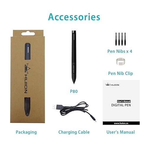 Huion P80 Rechargeable Digital Pen Stylus for Graphics Drawing