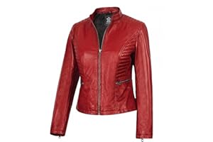 TRENDGENESIS Women's Genuine Leather Jackets - Biker Style Lambskin Leather Motorcycle Jacket Women