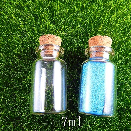 JulieWangGift 30PCS/ lot Mini Clear Glass Jars Bottles with Wood Cork Stoppers 12ml Size for DIY Crafts,Jewelry Making,Wedding Decor (7ml-30PCS-( 1-2/3' x 7/8' -H x W))