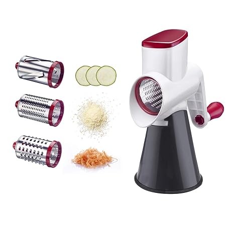 Westmark Reibemaschine mit 3 Schneidtrommeln, Trommelreibe/-hobel, Großer Saugfuß, Höhe: 26,5 cm, Kunststoff/Rostfreier Edels