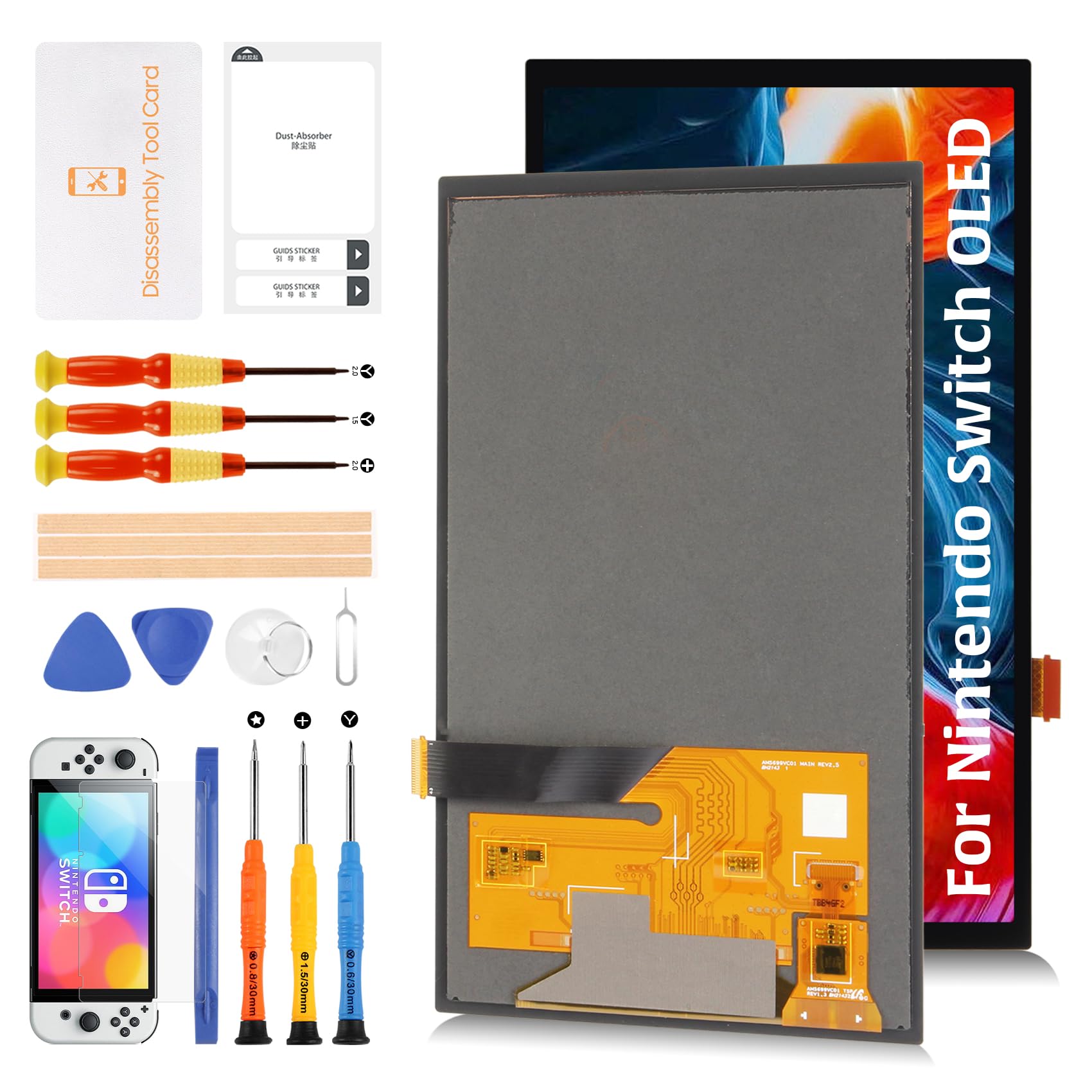 Photo 1 of Olivechard for Nintendo Switch OLED 2021 OEM LCD Screen Display Replacement with Digitizer Assembly Kit(No Frame)