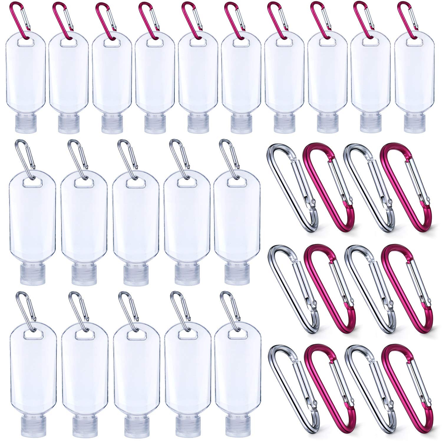 20 Pieces Portable Travel Keychain Bottle Travel Plastic Clear Keychain Bottle Leakproof Refillable Empty Bottle Flip Cap Liquid Container with Keychain for Cosmetic Travel Accessory (30 ml and 50 ml) : Beauty