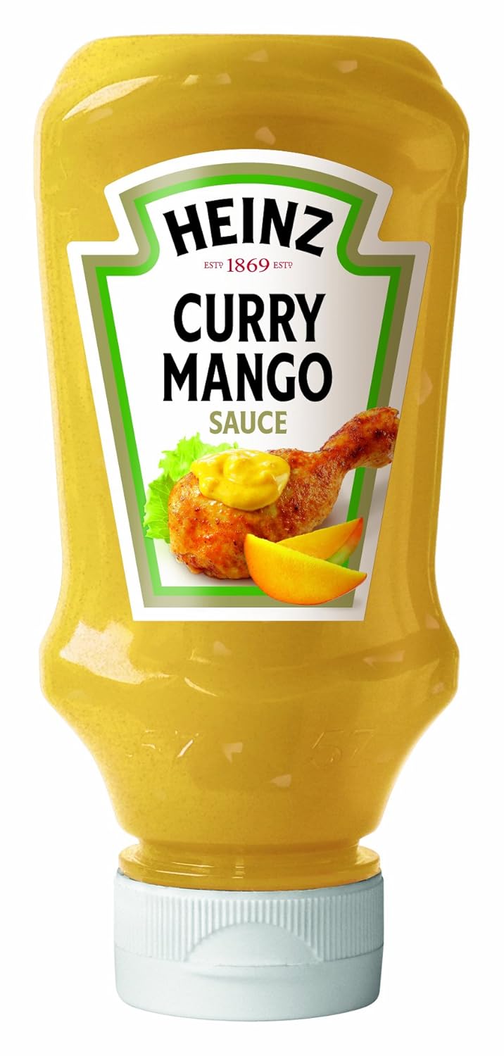 Heinz Curry Mango Sauce Kopfsteherflasche 4er Pack 4 X 220 Ml
