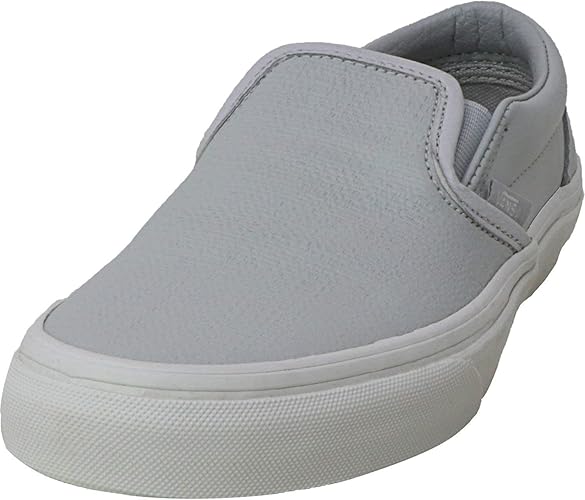 vans glacier grey leather slip ons