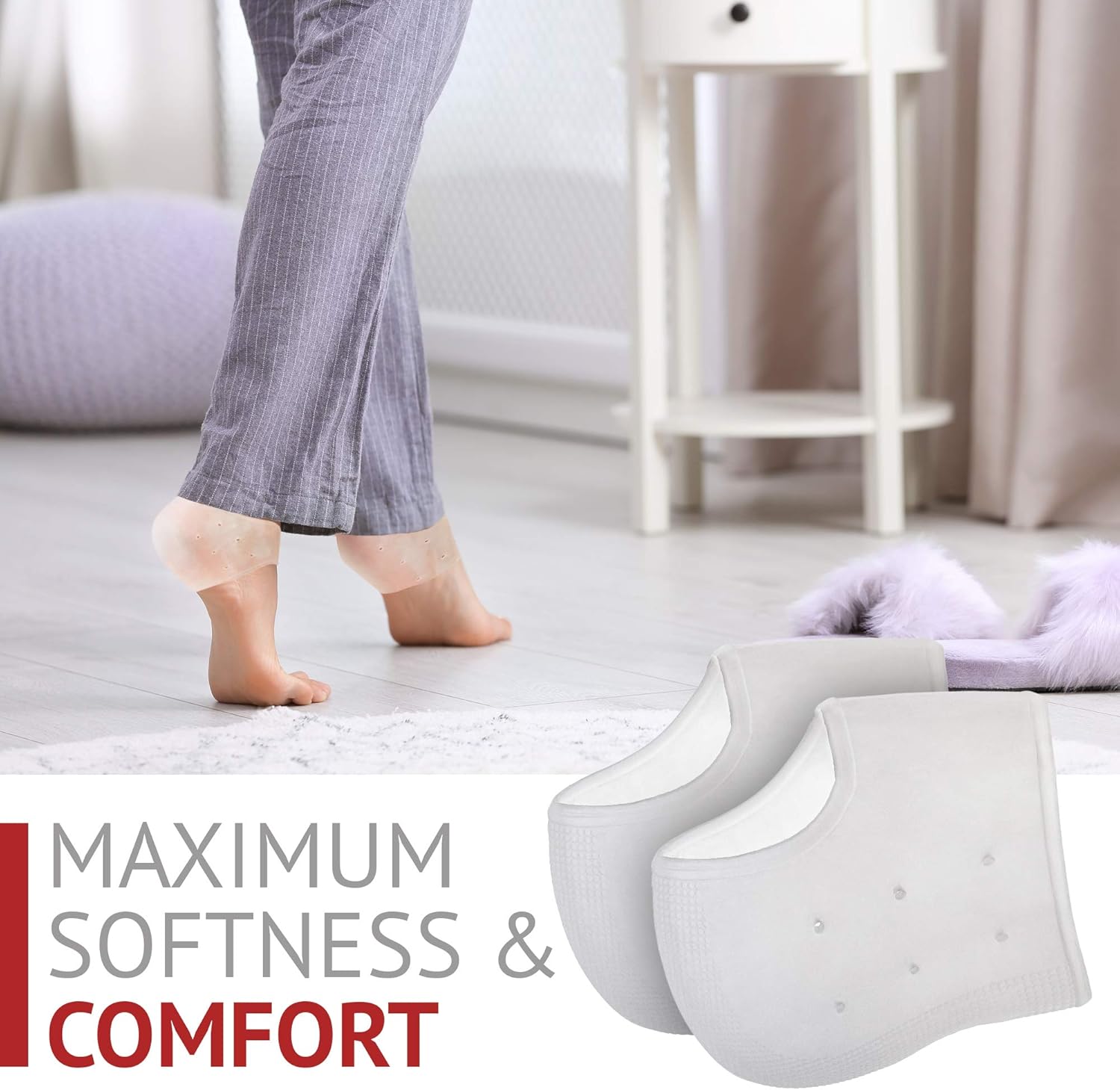 Gel Heel Cups for Men Women - Reusable Soft Silicone Heel Cushion Sleeve Protectors - Foot Care Socks Reduce Pain from Plantar Fasciitis Achilles Tendonitis - 2 Pairs: Health & Personal Care
