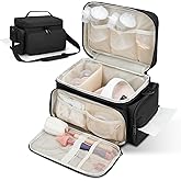 Breast Pump Bag Fit for Spectra S1 and S2, Pumping Bag with Waterproof Mat for Pump Accessories, Portable Pump Carrying Case for Work, Travel and Family Use, Black