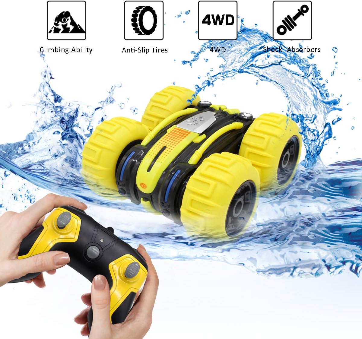 Seckton Gifts for 5-12 Year Old Boys Amphibious RC Car for Kids 4WD RC Truck RC Stunt Car Toy Waterproof 2.4 GHz Remote Controlled Vehicle Off Road Land Water Sand Beach Christmas Birthday Gifts