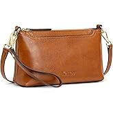 Kattee Leather Crossbody Bags for Women Trendy, Small Shoulder Purses and Handbags, Clutch Wristlet Wallet with 2 Straps
