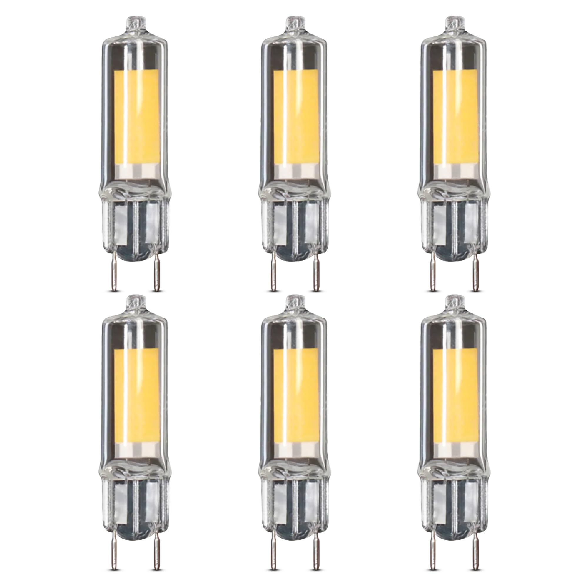 Photo 1 of ***1 IS OPENED***Feit Electric T4 Specialty LED Light Bulb, 35-Watt Equivalent, Dimmable, 3000K Warm White, 350 Lumens, G8 Bi-Pin Base, Under Cabinet Light Bulb with 10,000-Hour Lifetime, BP35G8/830/LED/6, 6-Pack***1 IS OPENED***