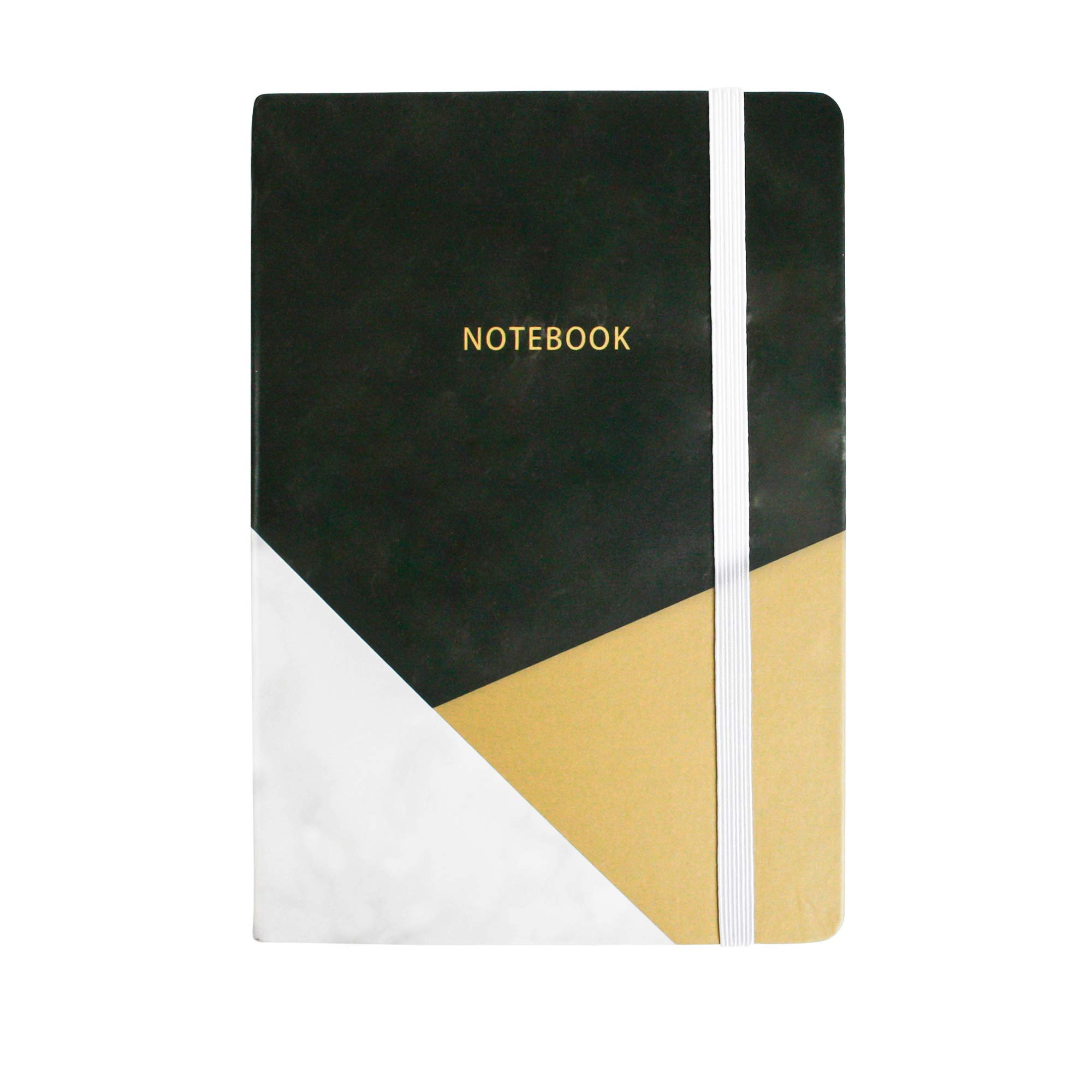 Emartbuy Hardbound Diary Notebook Notepad Writing Journal Ruled A5 96 pages With Elastic Band - Marble Effect Black