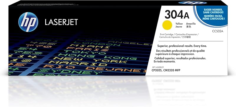 HP CC532A 304A Yellow Original LaserJet Toner Cartridge 2800 Pages
