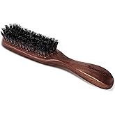 Nylon Hair Brush for Men, Mens Slick Back Hair Brush with Stiff Bristles & Wooden Walnut Handle for Thick & Fine Hair Smoothing, Detangling, Styling, Beard Straightens