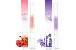 Meschett 2PCS Cuticle Oil Pens for Nail Care,Cuticle Revitalizer Oil Pen with Soft Brush,Cuticle Oil to Prevent Nail Cracking and Dry (Cherry & Lavender Flavor)