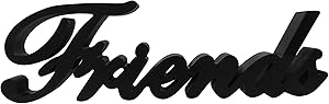 CVHOMEDECO. Matt Black Wooden Words Sign Free Standing Friends Tabletop/Shelf/Home Wall/Office Decoration Art, 14-1/2 x 4-1/2 x 1 Inch