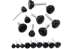 Swpeet 20Pcs M5 x 20mm Black Round Male Thread Knurled Clamping Knobs Grip Thumb Screw Assortment Kit, Knurled Handle Bolts Grip for Quick Remove Screws Clamping Screws