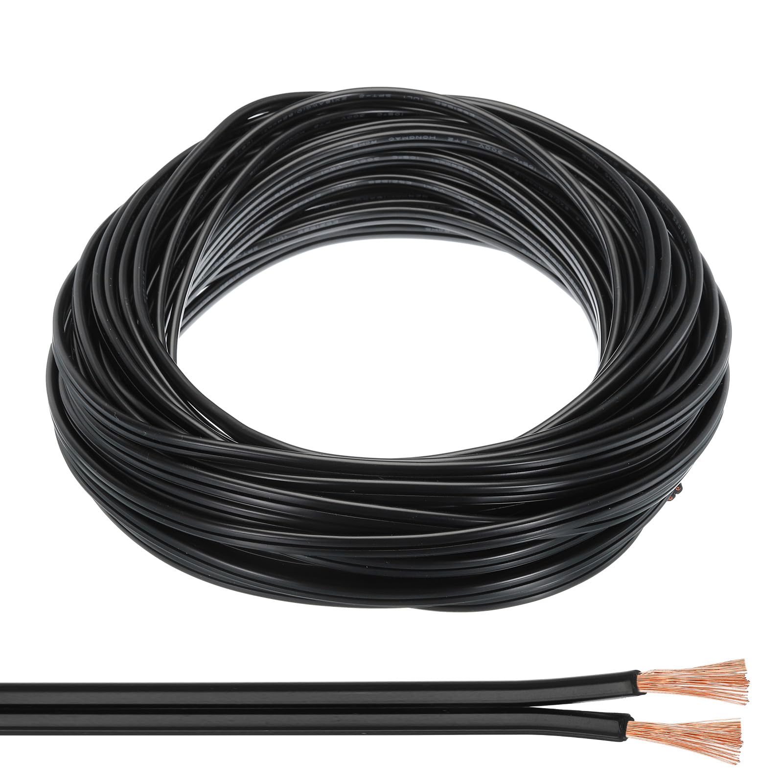 PATIKIL 65Ft 18/2 PVC Covered Wire, 300V SPT-2 Lamp Cord Insulated Heat Resistant Electronical Flexible Cable for LED Lamp Wire Audio Cable Speaker, Black, UL Listed