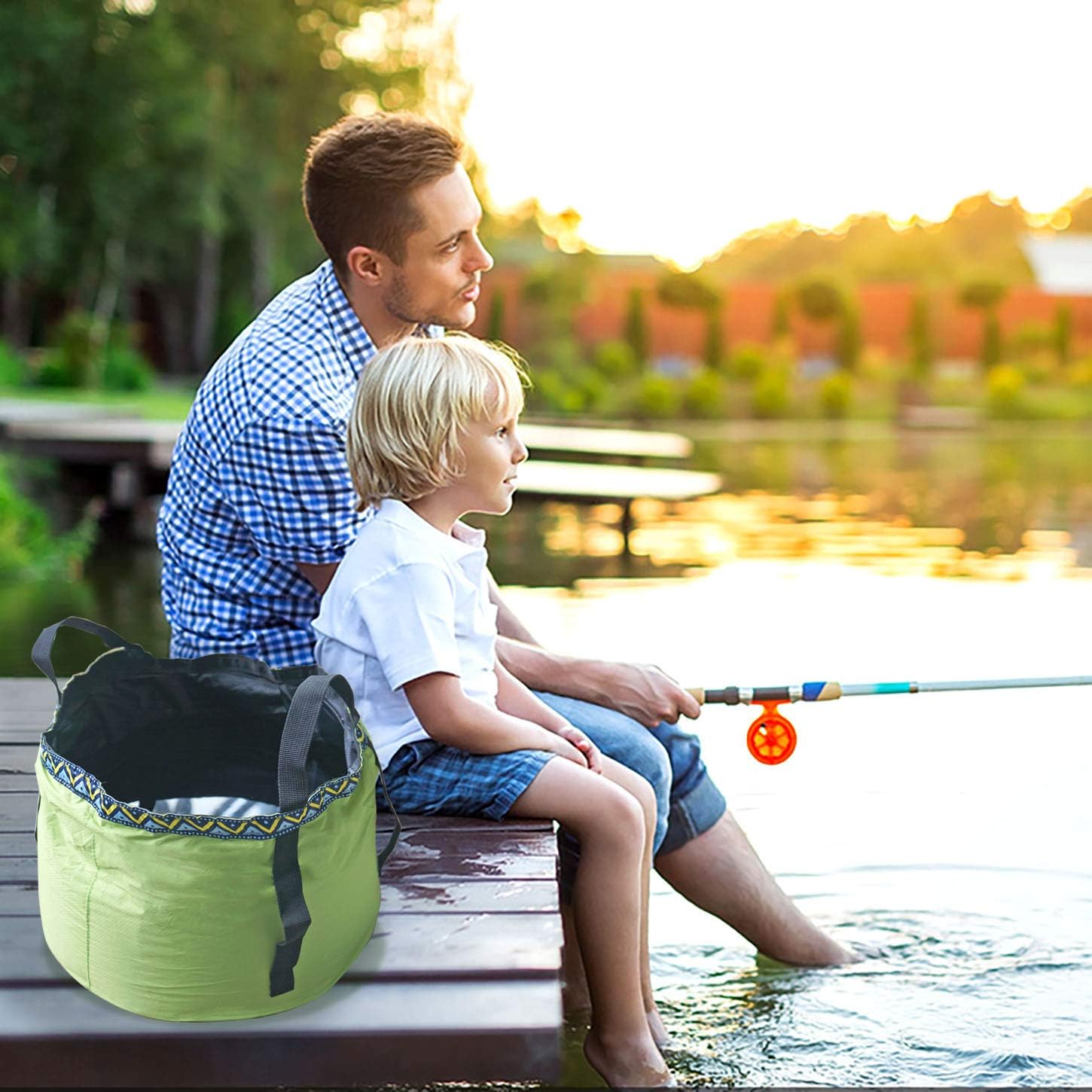 GKSELLING 12L Portable Folding Wash Basin, Lightweight and Durable Compact Collapsible Foldable Water Bucket Container for Camping Hiking Fishing Travelling etc. : Sports & Outdoors