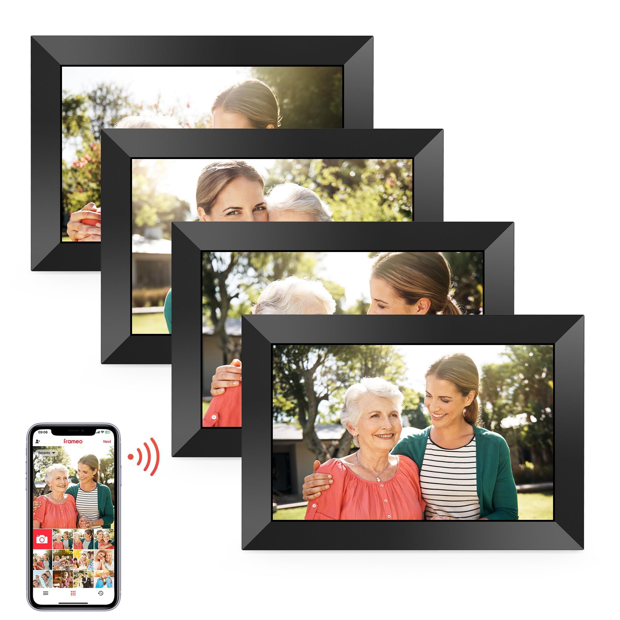 Photo 1 of BIGASUO Digital Picture Frame, 10.1" Frameo Digital Frame WiFi with 32GB Memory, 1280x800 IPS Touch Screen, Send Photos/Videos from Your Phone Anywhere, Photo Gifts for Parents and Grandparents 4 Pack