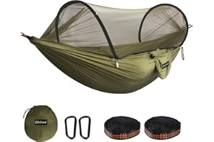 Chihee Ultra-Light Travel Camping Hammock Pop-up Net Hammock 660lbs Load Capacity,Breathable,Quick-Drying Parachute Nylon 2 Premium Carabiners,2 Tree Slings Included for Outdoor Backpacking Hiking
