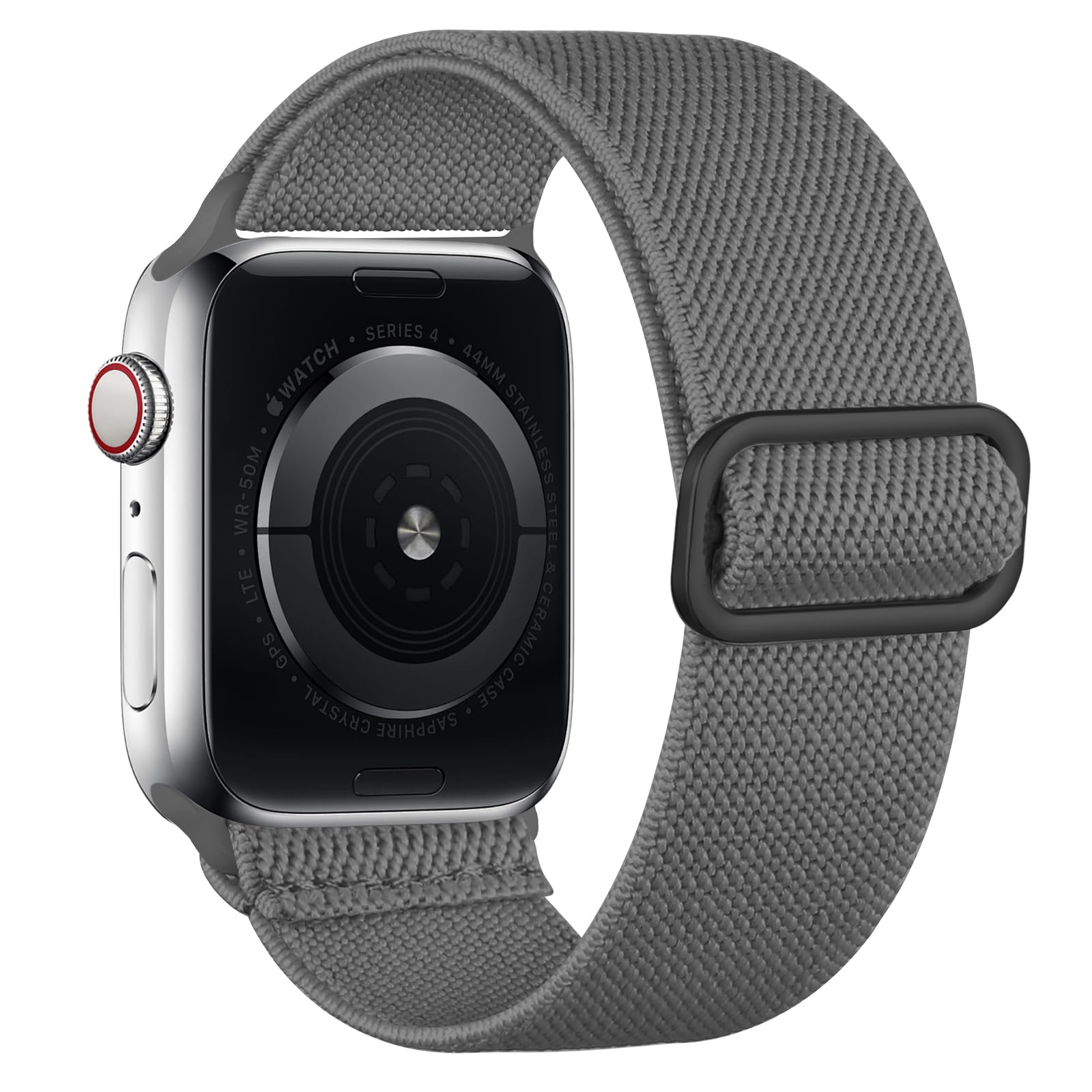 Stretchy Nylon Solo Loop band Compatible with Apple Watch Band 38mm 40mm 41mm 42mm 44mm 45mm 46mm 49mm Women Men, Adjustable Braided Sport Elastic Strap Replacement Accessory Wristbands for iWatch Series 11 10 9 8 7 6 5 4 3 2 1 SE Ultra Space gray