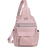 FADEON Large Sling Bag for Women, Leather Crossbody Purse Designer Anti Theft Sling Backpack, RFID Fanny Packs for Travel
