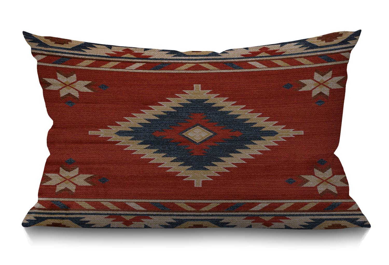 BGBDEIA Vintage Southwest American Cushion Cover Red Aztec Cotton Linen Decorative Rectangular Throw Pillow Cover Pillowcase for Sofa and Bed Couch 12"X20" 30 x 50 cm