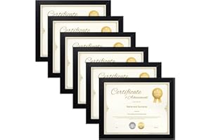 SESEAT 8.5x11 Certificate Document Picture Frame Set of 6, Black Diploma Frames for Wall or Tabletop
