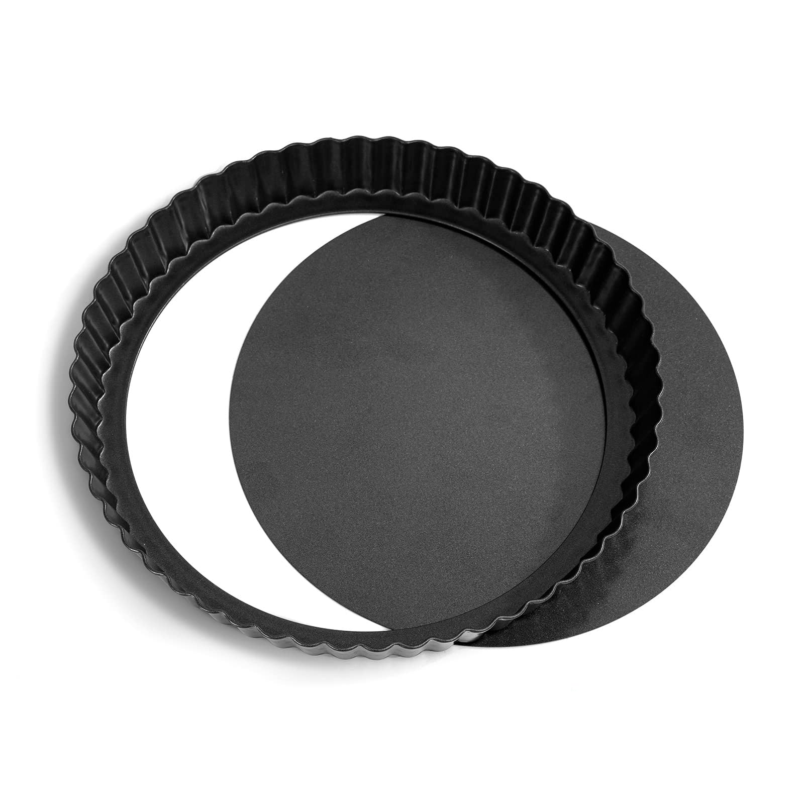 chongning Quiche Pan, 8“/22cm Flan Tins with Loose Base, Removable Loose Bottom, Mini Tart Tins for Baking,Pie Dish, Non Stick Tart Mould, Fluted Round Deep Flan Dish