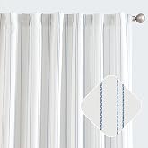jinchan White Curtains 84 Inch Blue Striped Drapes Back Tab 2 Panels Set | Light filtering, pinstripe, modern, rustic, privacy, ticking stripe, linen look, living room, dining room, window treatment