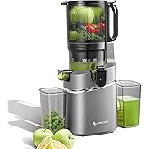 AMZCHEF Cold Press Juicer, 5.8" Self-Feeding Juicer Machines for Whole Vegetable & Fruit, Masticating Juice Easy to Clean, Hi