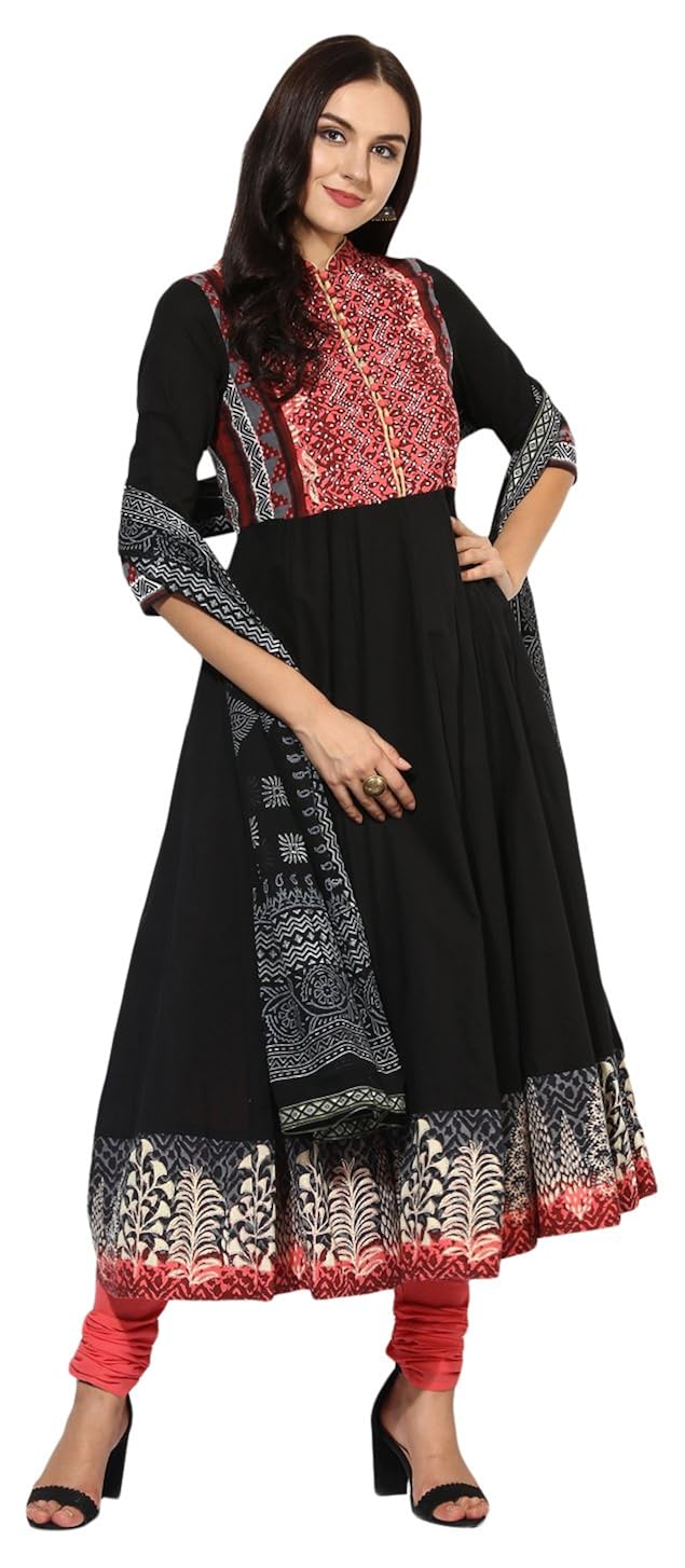 rain and rainbow women's anarkali cotton salwar suit (pack of 3)