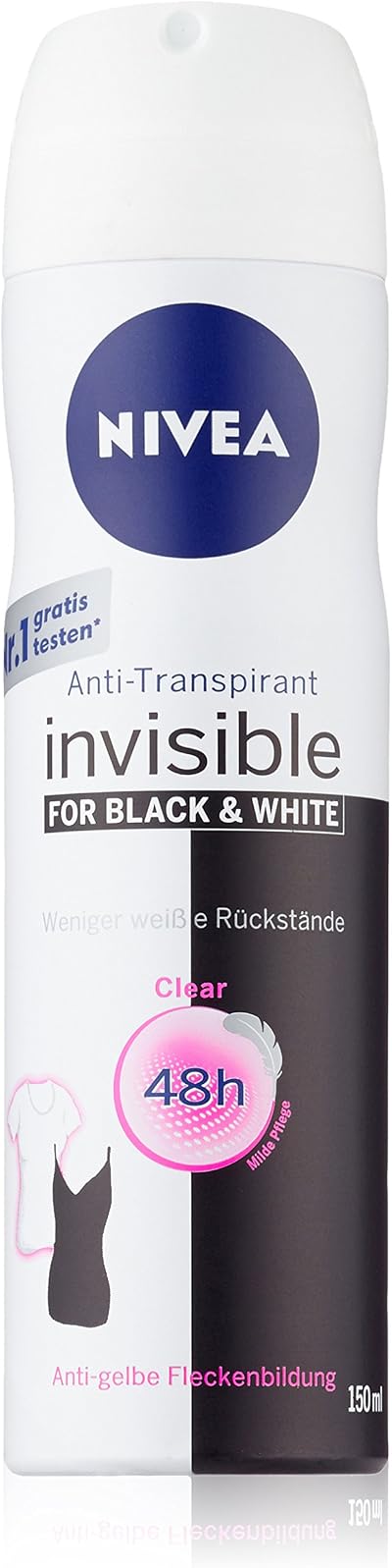 Nivea Invisible Deodorant Black White Clear Spray Antiperspirant 2x150ml Pack