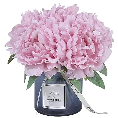 Artificial Flower and Glass vase Set, Ideal for Home Kuwait Ubuy