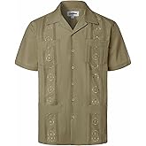 VATPAVE Mens Embroidered Cuban Guayabera Shirts Casual Button Down Short Sleeve Beach Shirts