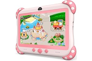 YINOCHE Kids Tablet 7 inch Tablet for Kids Wifi Kids Tablets 32G Android 10 Dual Camera Educational Games Parental Control, Toddler Tablet with Kids Software Pre-Installed Kid-Proof YouTube Netflix (Pink)